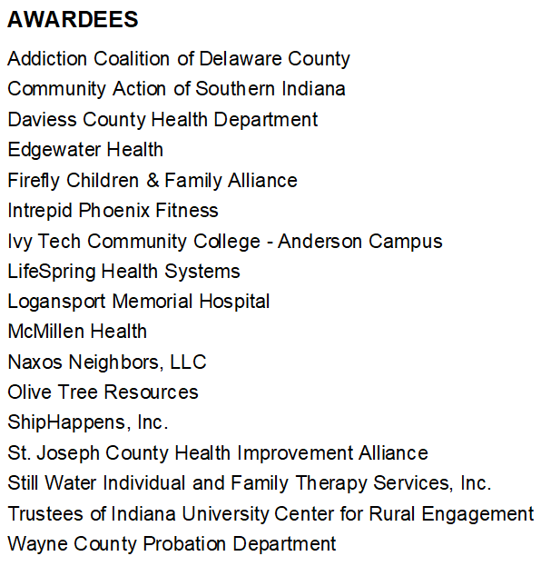 Indiana awardees list